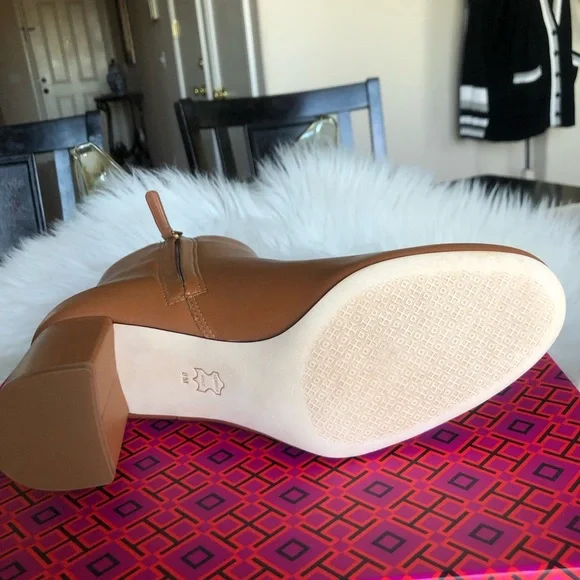 Tory Burch Brooke 70MM Bootie Calf Leather Tan 8